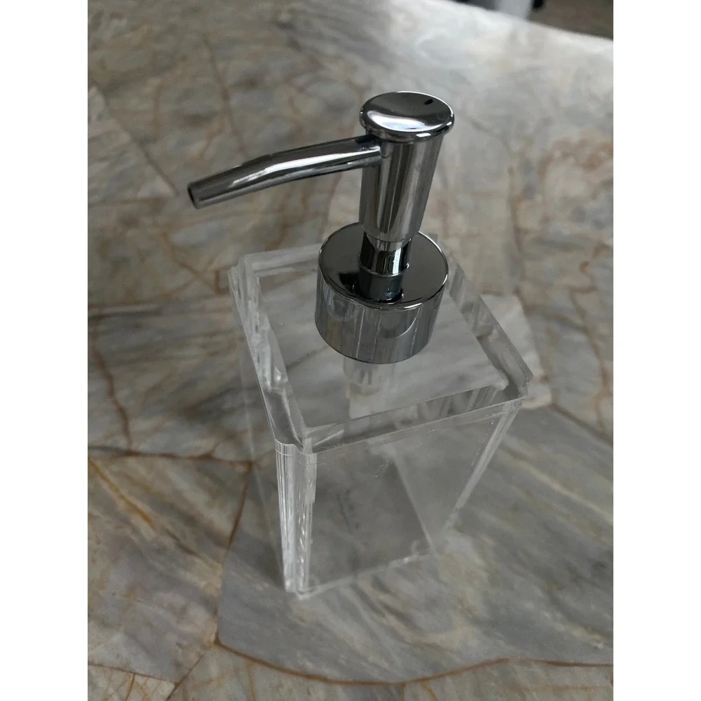 BINO Clear Acrylic Soap Dispenser Rectangular Chrome Pump Modern Bathroom Decor
